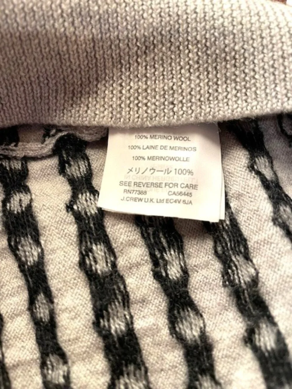 J. Crew 100% Merino Wool Polka Dot Sweater Grey/Black Crew Neck
